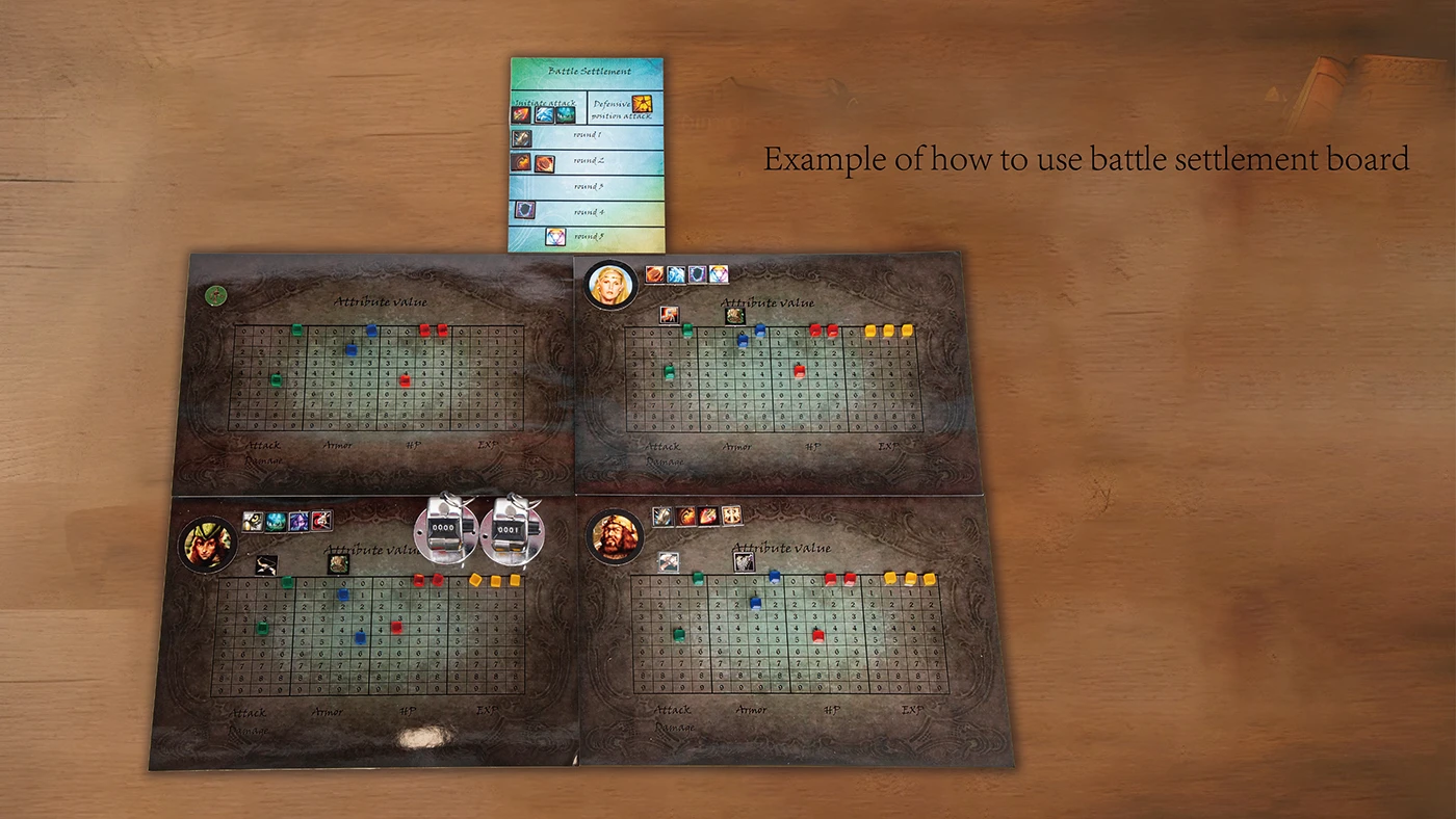 Battle settlement board in use