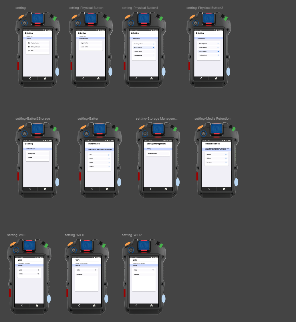 Settings screens